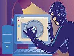 Masked Robber Breaking Into Computer