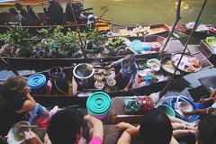 People Waiting For Noodles In The Market